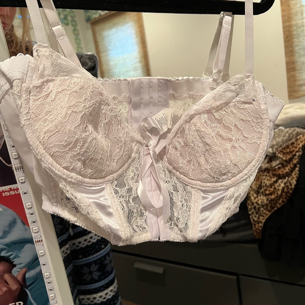 white lace corset top
